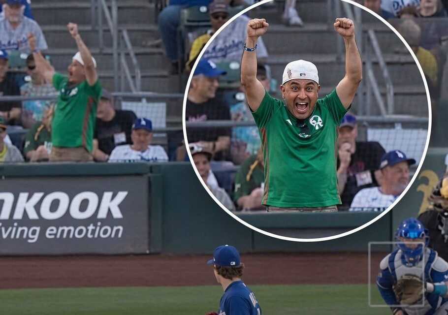 Fan celebra triunfo de México ante Ecuador en pleno juego de Dodgers en MLB