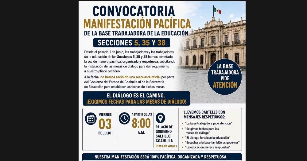Maestros de las secciones 5, 35 y 38 volverán a manifestarse