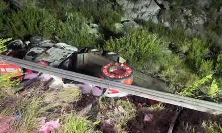 Operador de tractocamión resulta lesionado tras caer a un arroyo en la carretera 57