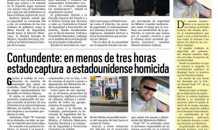 Portada RCG Centro [5 de agosto de 2026] Coahuila es líder en seguridad y procuración de justicia; contundente: en menos de tres horas estado captura a estadounidense homicida y más…