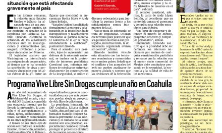 Portada RCG Centro [17 de agosto de 2026] EE. UU. busca narcopolíticos de Morena; 4T se niega a colaborar: Gabriel Elizondo; programa Vive Libre Sin Drogas cumple un año en Coahuila y más…