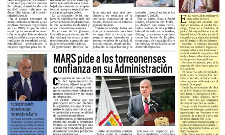 Portada RCG Lagunera [4 de agosto de 2026] Coahuila se mantiene en el top 10 de generación de empleo ; MARS pide a los torreonenses confianza en su Administración y más…