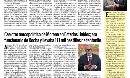 Portada RCG Media [25 de agosto de 2026] Manolo Jiménez Salinas fortalece su gabinete para impulsar a Coahuila; cae otro narcopolítico de Morena en EE. UU.; era funcionario de Rocha y llevaba 111 mil pastillas de fentanilo y más…