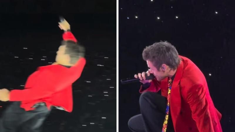 Harry Styles sufre aparatosa caída en el Estadio GNP Seguros por intensas lluvias en CDMX