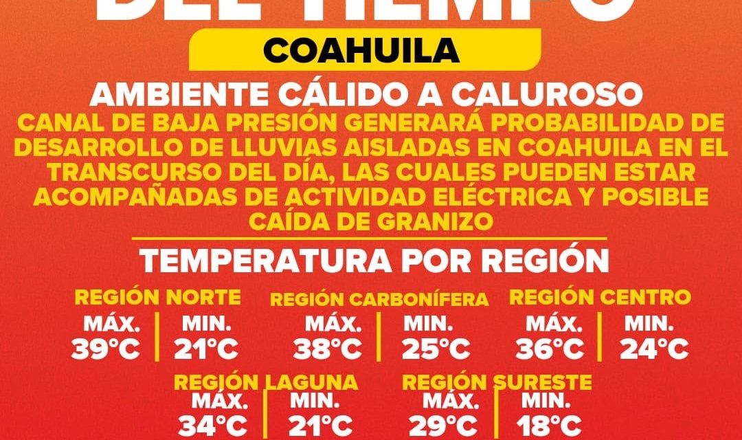 Lluvias y altas temperaturas se vienen para Saltillo este día