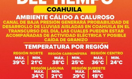 Lluvias y altas temperaturas se vienen para Saltillo este día