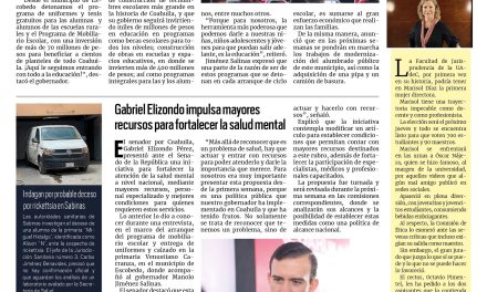 Portada RCG Carbonífera [5 de septiembre de 2026] Inicia Manolo Jiménez entrega de uniformes y tenis gratuitos; aGabriel Elizondo impulsa mayores recursos para fortalecer la salud mental y más…