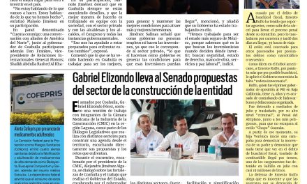 Portada RCG Carbonífera [29 de septiembre de 2026] En Coahuila asumimos los desafíos trabajando en equipo: Manolo Jiménez; Gabriel Elizondo lleva al Senado propuestas del sector de la construcción y más…