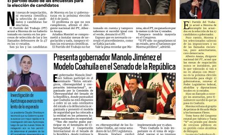 Portada RCG Carbonífera [29 de septiembre de 2026] PT acusa a Morena de montar una farsa; presenta gobernador Modelo Coahuila en el Senado de la República y más…