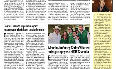 Portada RCG Centro [5 de septiembre de 2026] Inicia Manolo Jiménez entrega de uniformes y tenis gratuitos; aGabriel Elizondo impulsa mayores recursos para fortalecer la salud mental y más…