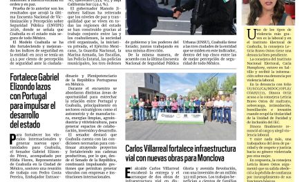 Portada RCG Centro [24 de septiembre de 2026] Coahuila cumple a la ciudadanía con resultados en materia de seguridad; Fortalece Gabriel Elizondo lazos con Portugal para impulsar el desarrollo del estado y más…