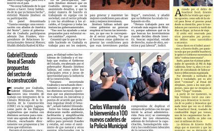 Portada RCG Centro [29 de septiembre de 2026] En Coahuila asumimos los desafíos trabajando en equipo: Manolo Jiménez; Gabriel Elizondo lleva al Senado propuestas del sector de la construcción y más…