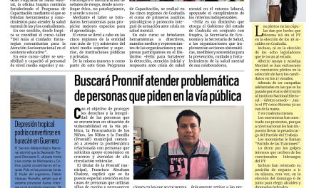 Portada RCG Fronteriza [21 de septiembre de 2026] Fortalece Inspira Coahuila la atención a la salud mental; buscará Pronnif atender problemática de personas que piden en la vía pública y más…