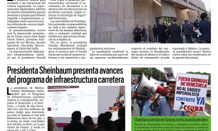 Portada RCG Nacional e Internacional [18 de septiembre de 2026] Estados Unidos mantiene colaboración con México para combatir el crimen organizado; presidenta Sheinbaum presenta avances del programa de infraestructura carretera y más…