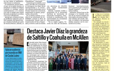 Portada RCG Media [2 de septiembre de 2026] Agosto fue un mes de mucho trabajo y resultados: Manolo Jiménez; Destaca Javier Díaz la grandeza de Saltillo y Coahuila en McAllen y más…