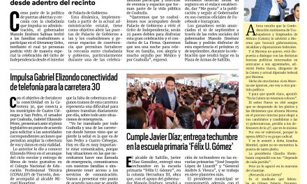 Portada RCG Media [8 de septiembre de 2026] Invita Manolo a ciudadanos a vivir en Palacio de Gobierno el Grito de Independencia; impulsa Gabriel Elizondo conectividad de telefonía para la carretera 30 y más…