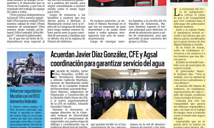 Portada RCG Media [16 de septiembre de 2026] ‘Viva Coahuila, tierra de unidad, seguridad y calidad de vida’; acuerdan Javier Díaz, CFE y Agsal coordinación para garantizar servicio del agua y más…