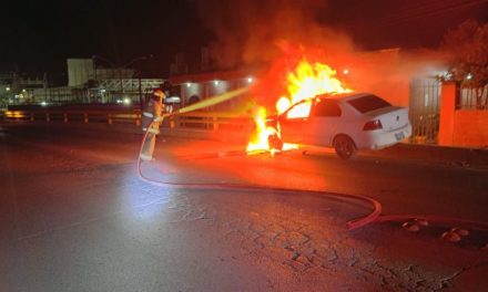 Choca contra puente y su vehículo termina envuelto en llamas sobre la carretera Saltillo-Monterrey