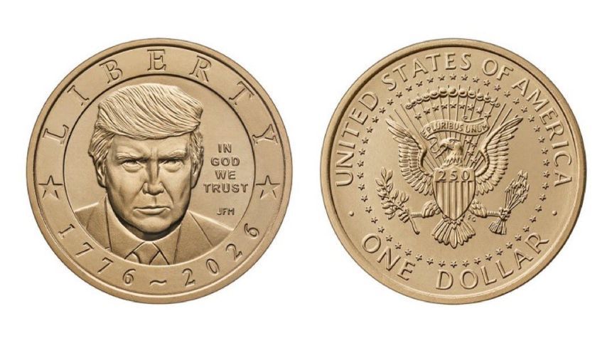 Lanzan moneda de un dólar con la imagen de Trump por aniversario de EE. UU.