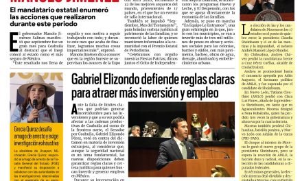 Portada RCG Carbonífera [1 de octubre de 2026] Septiembre, mes de grandes resultados que nos llenan de orgullo: Manolo Jiménez; Gabriel Elizondo defiende reglas claras para atraer más inversión y empleo y más…