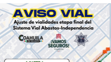 Gobierno de Coahuila ajusta vialidad en el Sistema Vial Abastos-Independencia