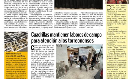Portada RCG Lagunera [5 de octubre de 2026] DIF Coahuila consolida su compromiso con el bienestar de familias y cuidadores; cuadrillas mantienen labores de campo para atención a los torreonenses y más…
