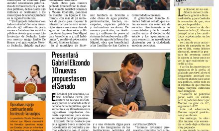 Portada RCG Lagunera [7 de octubre de 2026] ‘En Equipo le Entramos’ llega al norte de Coahuila; presentará Gabriel Elizondo 10 nuevas propuestas en el Senado y más…