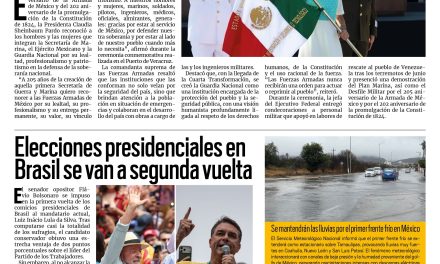 Portada RCG Nacional e Internacional [5 de octubre de 2026] Presidenta conmemora el 205 aniversario de la Armada de México; elecciones presidenciales en Brasil se van a segunda vuelta y más…