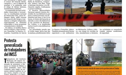 Portada RCG Nacional e Internacional [11 de octubre de 2026] Suspenden actividades en 4 estados por impacto del huracán Simón; Protesta generalizada de trabajadores del IMSS y más…